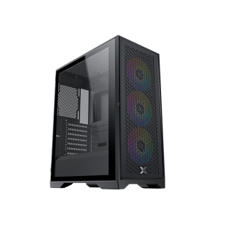 Xigmatek LUX S Left Side Tempered Glass Mid Tower Case with 4 ARGB Fans - Black