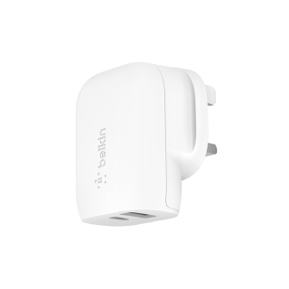 Belkin Boost Charge Dual Wall Charger Fast Charger 37W for Iphone & Samsung  - White