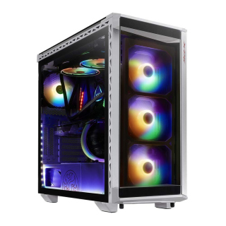 XPG BATTLECRUISER Super Mid-Tower 4-Side Tempered Glass Case with 4 RGB Fans - White