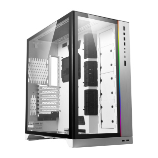 LIAN LI O11 Dynamic XL ROG Certified Tempered Glass Side &amp; Front Panel + RGB Lighting Front Panel Case - White